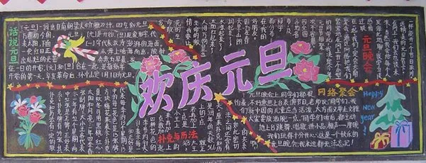 小学生庆元旦黑板报图片
